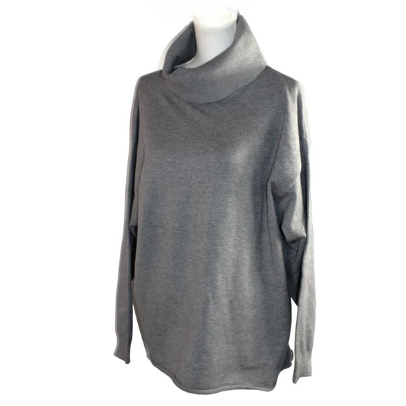 Rag Poets Fort Greene Heather Grey Elongated Ribbed Turtle Neck Sweater,… - Picture 5 of 10